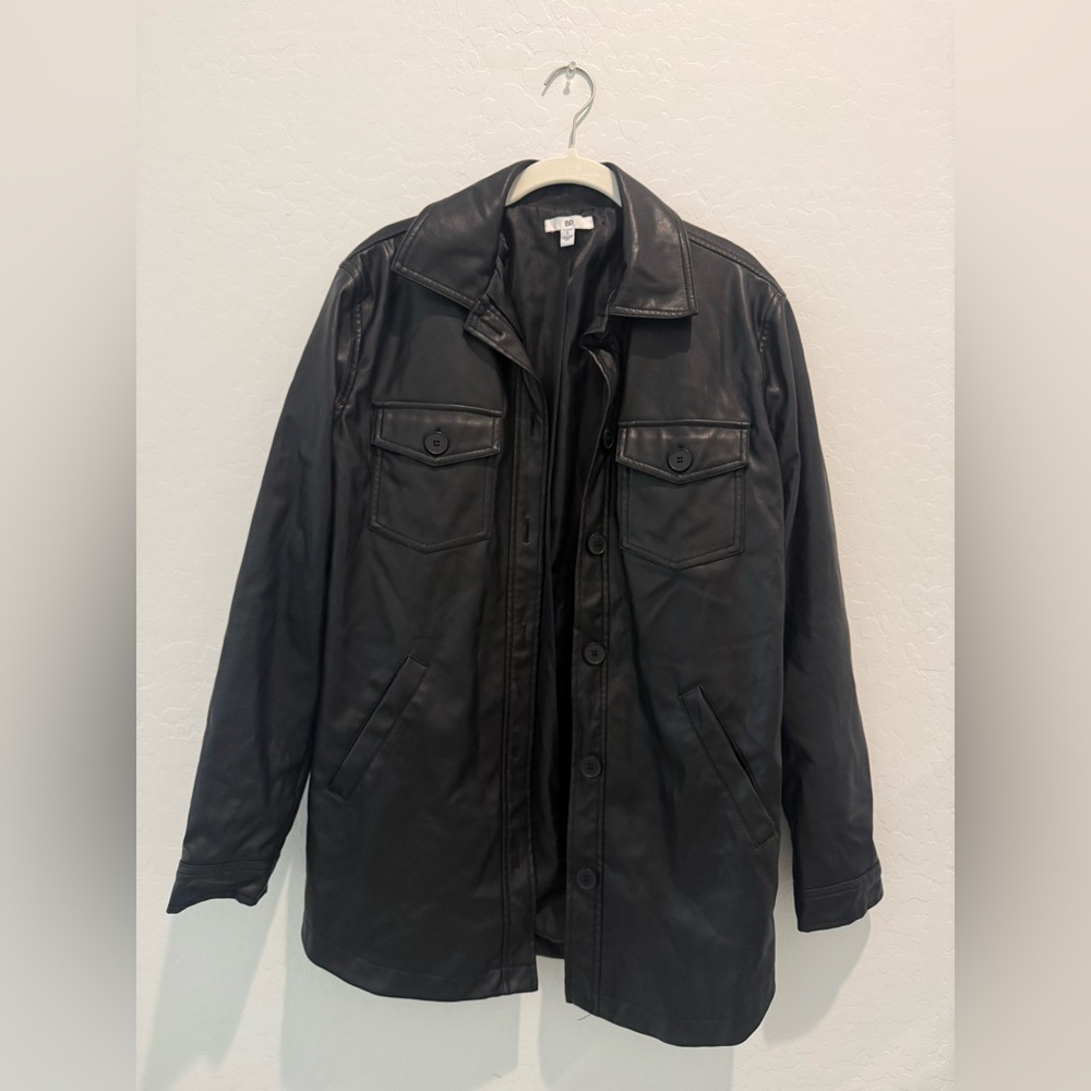 BP Nordstrom Women’s Faux Leather Button Up Shirt Jacket Shacket NWOT
